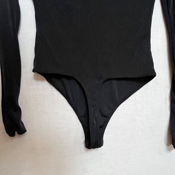 Free People Black Long‎ Sleeve Off-Shoulder Bodysuit Thong Intimately Size L - Picture 5 of 6